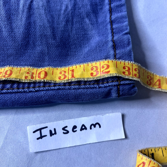 Blue Stitch Mens Jeans Size 34x32 Whiskered‎ Blue Grunge Slim Straight Cowboy - Picture 9 of 11